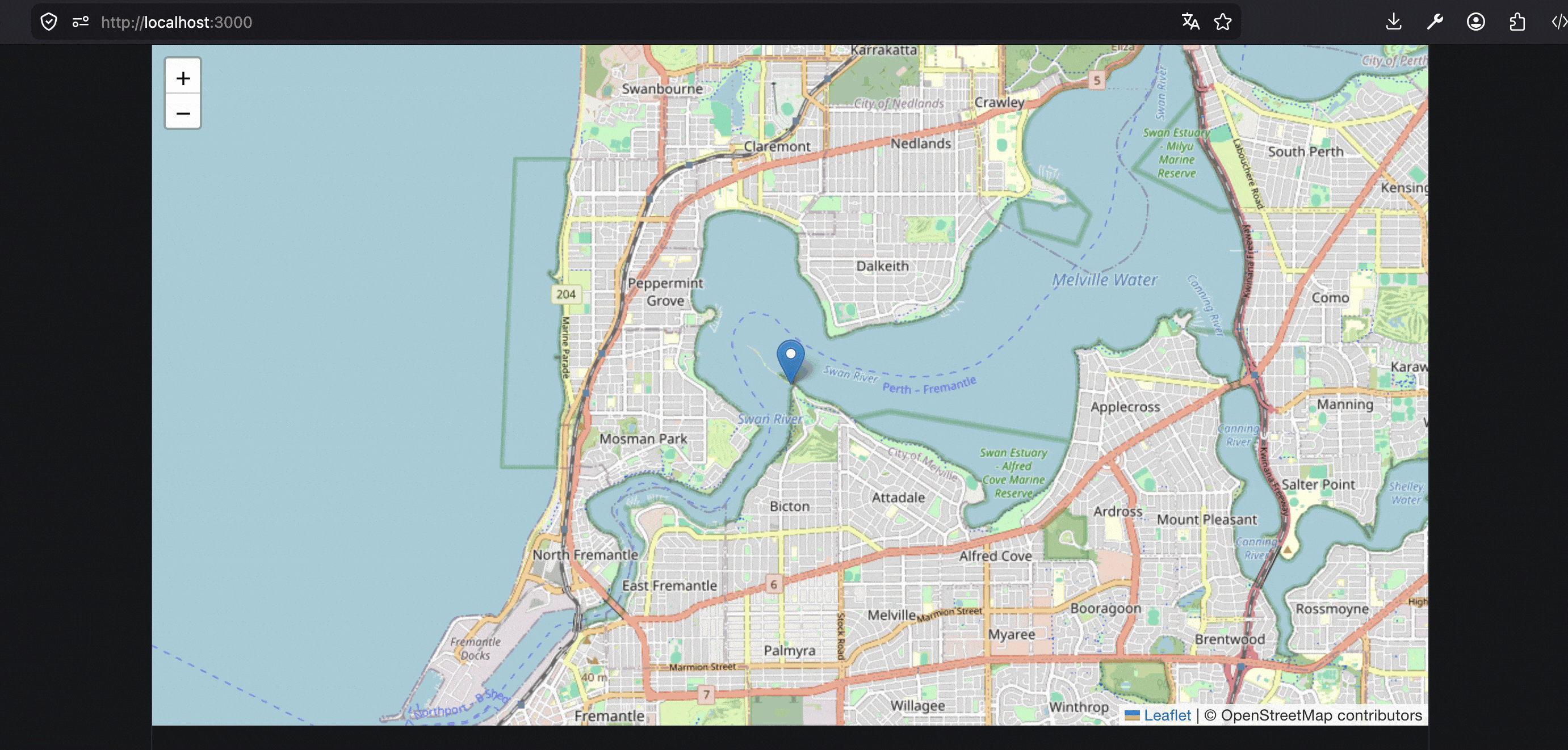 A screen capture showing the onclick on Leaflet to create Marker Leaflet Map reacting to clicks