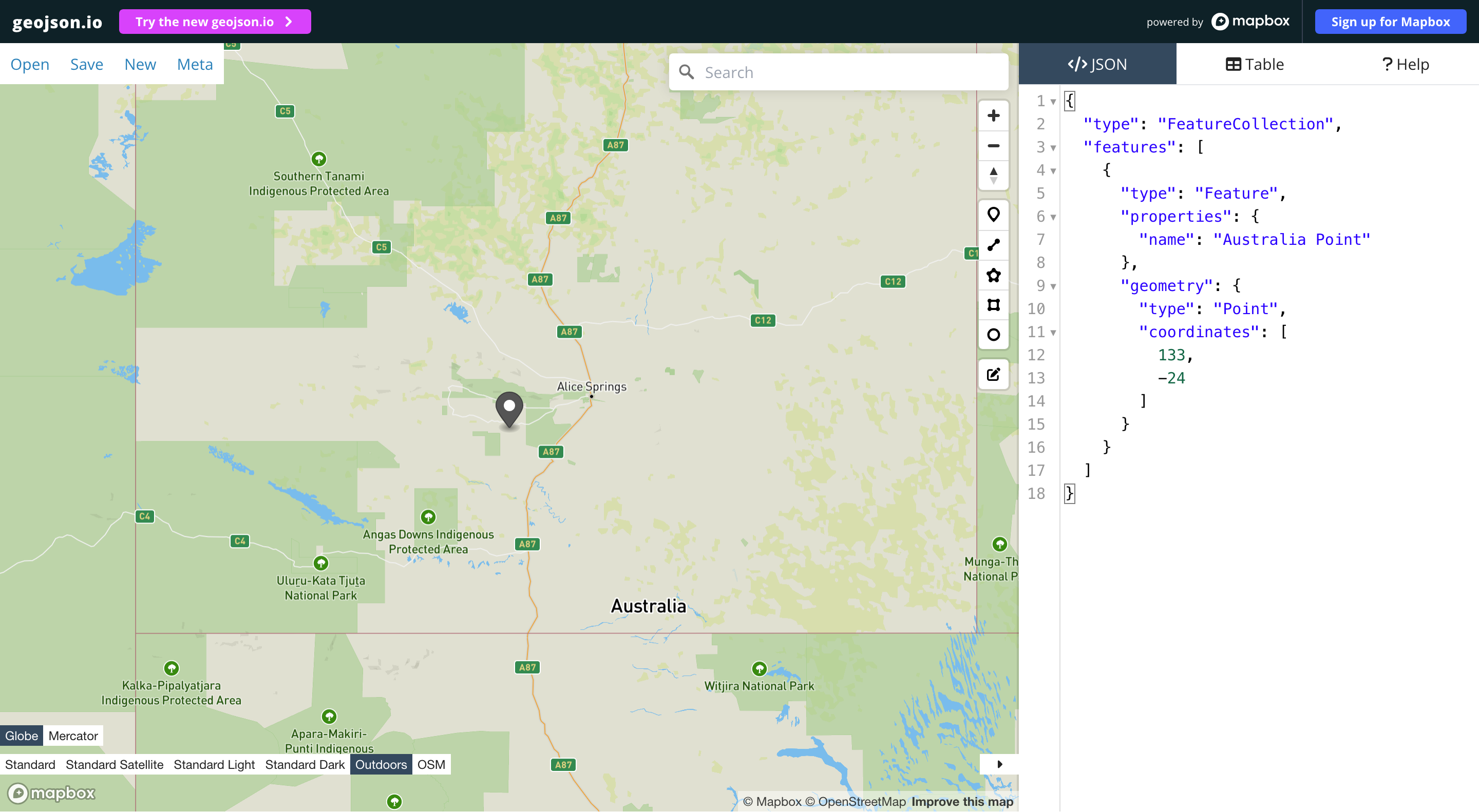 GeoJSON point visualized GeoJSON point visualized